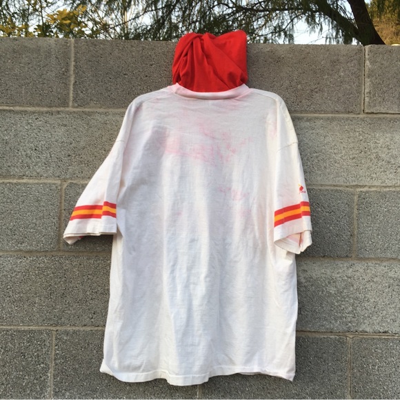 Vintage 90s Kansas City Chiefs Apex One Hooded White T-Shirt NFL Size Large ** - Picture 2 of 11